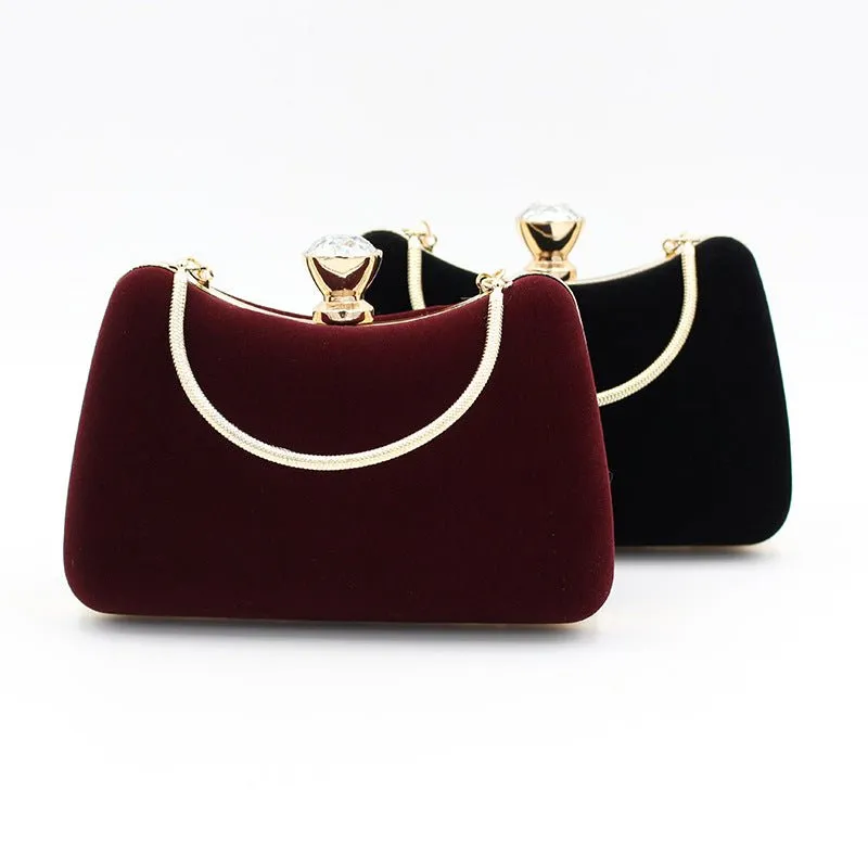 Pure Velvet Elegant Hand Party Clutch Purse