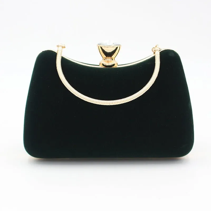 Pure Velvet Elegant Hand Party Clutch Purse
