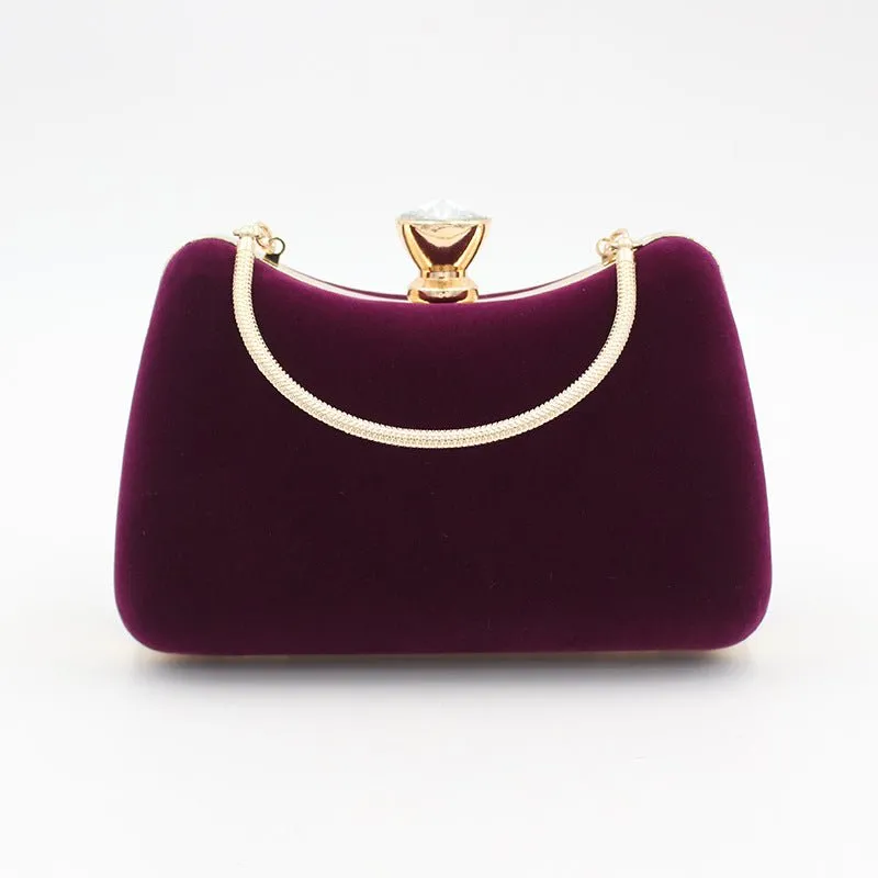 Pure Velvet Elegant Hand Party Clutch Purse