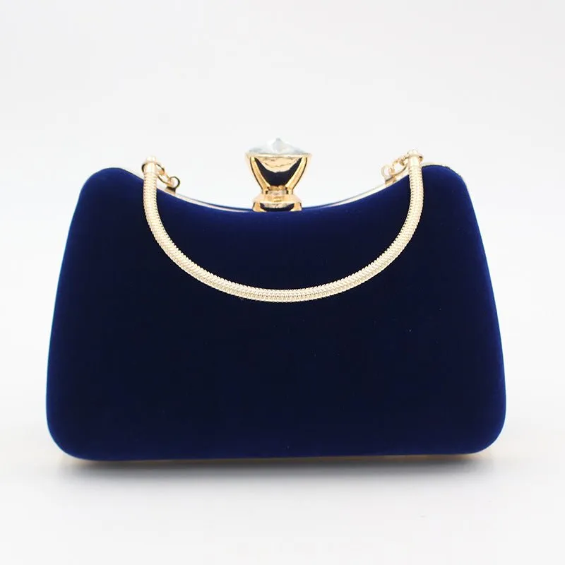 Pure Velvet Elegant Hand Party Clutch Purse