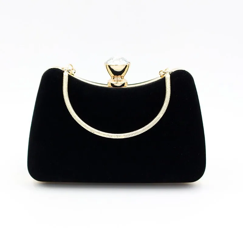 Pure Velvet Elegant Hand Party Clutch Purse