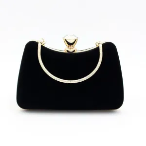 Pure Velvet Elegant Hand Party Clutch Purse