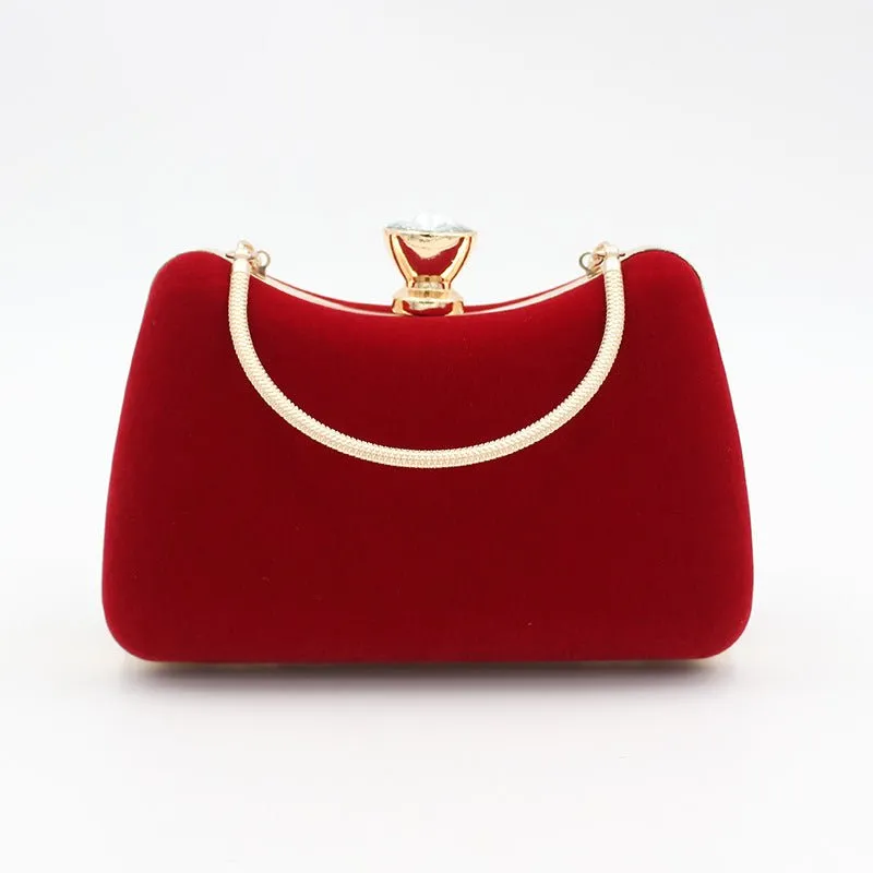 Pure Velvet Elegant Hand Party Clutch Purse