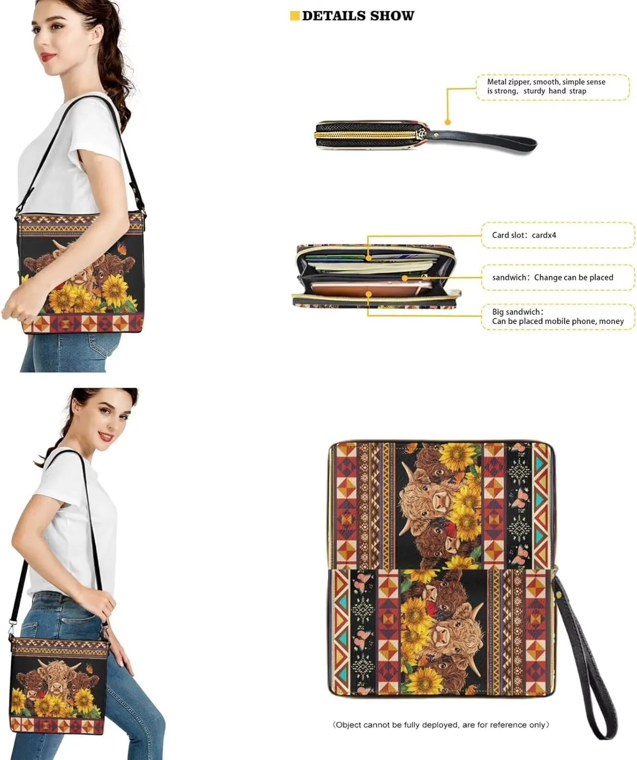 Purse and Wallet Set for Women, Leather Crossbody Bucket Tote Bag with PU Wallet for Travel Party Work
