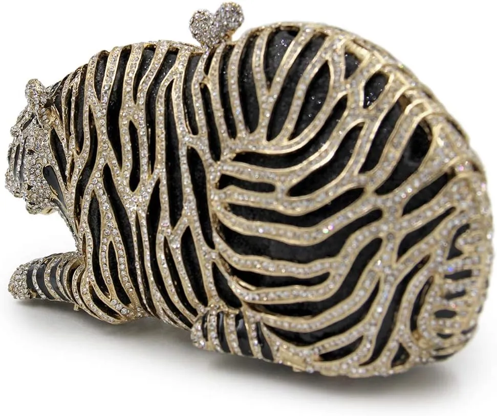 Purse For Women Crystal Evening Bags Chain Clutches Luxury Handbags Rhinestones Wedding Tiger