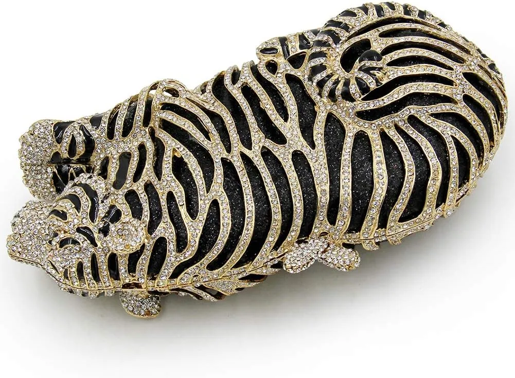 Purse For Women Crystal Evening Bags Chain Clutches Luxury Handbags Rhinestones Wedding Tiger