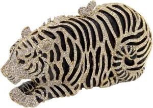 Purse For Women Crystal Evening Bags Chain Clutches Luxury Handbags Rhinestones Wedding Tiger