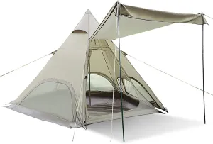 Pyramid Outdoor Tent, Oxford Cloth Waterproof Tent, Family Camping Tent Quick Set up Tent for Beach, Traveling, Hiking, Mountaineering, Outdoor Activities (Army Green) (Green)