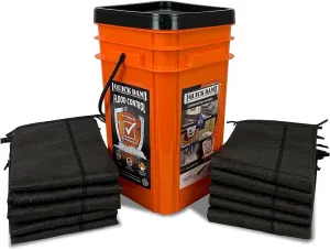 Quick Dam Grab & Go Flood Kit includes 10- 5-ft Flood Barriers in Bucket (QDGG5-10), Orange