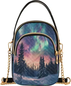 Quilted Crossbody Bags for Women,Forest and Snow Night Women's Crossbody Handbags Small Travel Purses Phone Bag