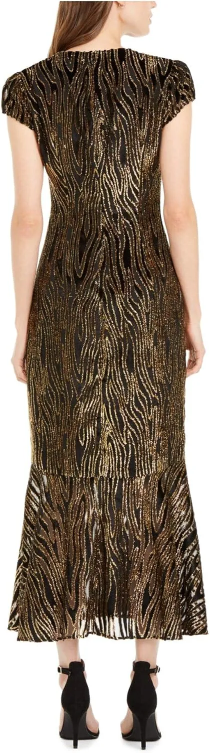 Rachel Zoe Women's Goldie Lurex Velvet Burnout Midi Dress