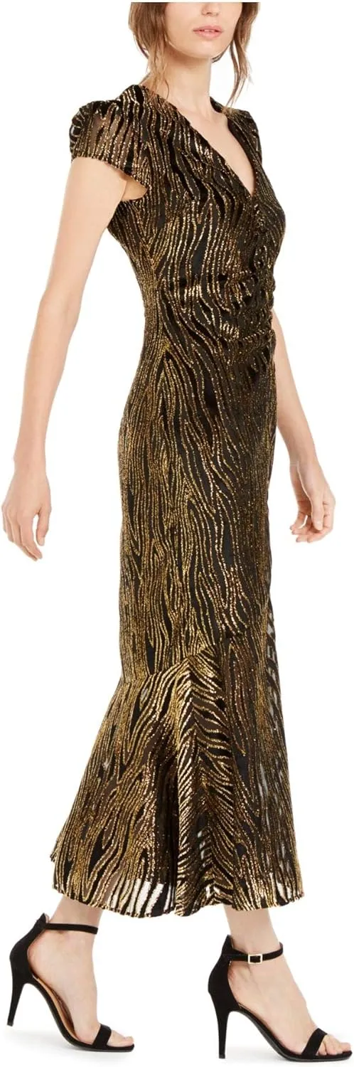 Rachel Zoe Women's Goldie Lurex Velvet Burnout Midi Dress