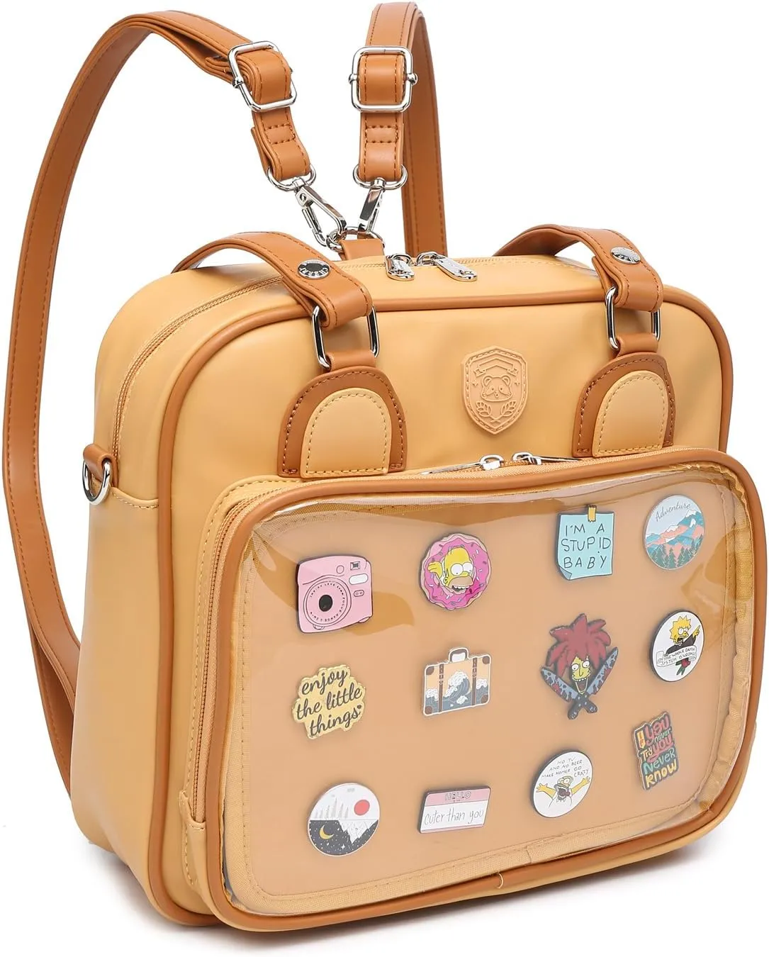 RAINBOW SMILE Ita Bag Multi-Purpose Backpack Crossbody Purse Kawaii Pin Display Bag with Insert for Anime Pins Display