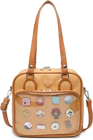 RAINBOW SMILE Ita Bag Multi-Purpose Backpack Crossbody Purse Kawaii Pin Display Bag with Insert for Anime Pins Display