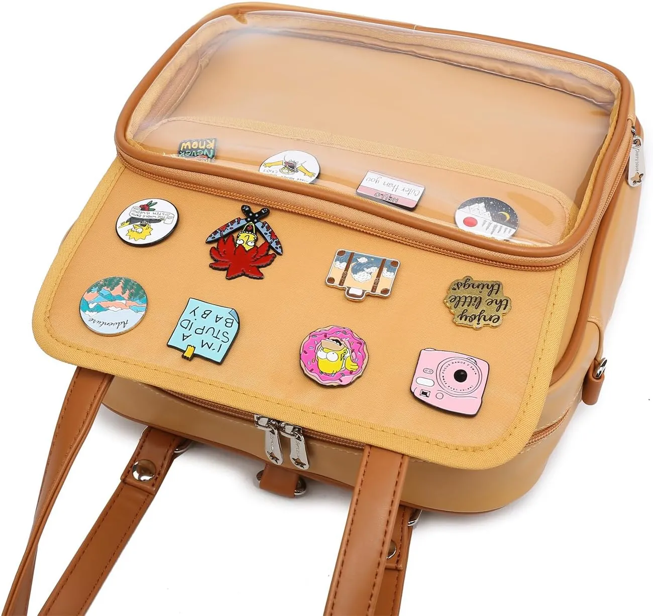 RAINBOW SMILE Ita Bag Multi-Purpose Backpack Crossbody Purse Kawaii Pin Display Bag with Insert for Anime Pins Display
