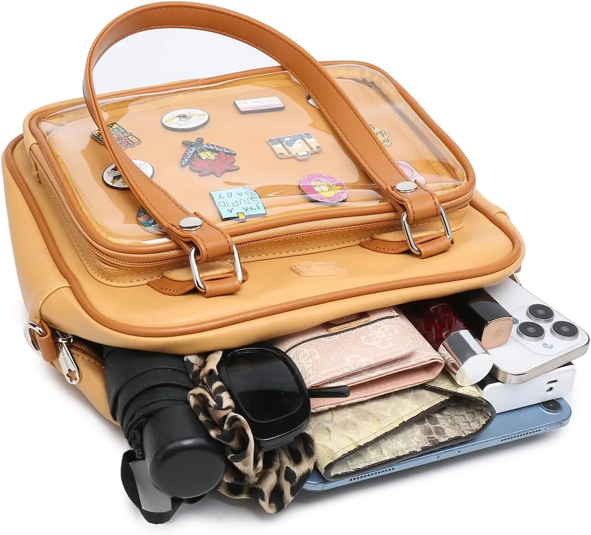 RAINBOW SMILE Ita Bag Multi-Purpose Backpack Crossbody Purse Kawaii Pin Display Bag with Insert for Anime Pins Display