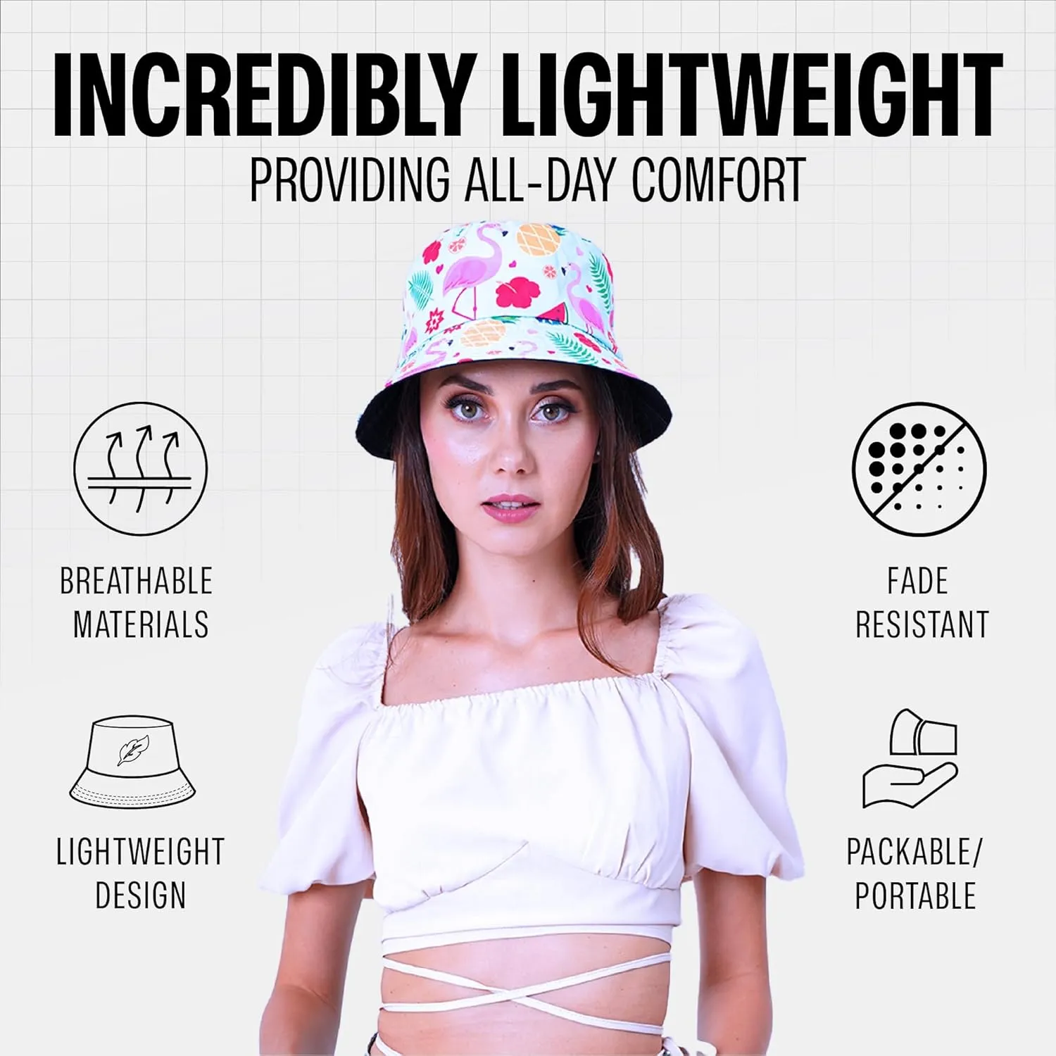 Rave Bucket Hat for Women & Men - Cute Bucket Hats - Festival Hat Adjustable 50  SPF Protection Rave Accessories