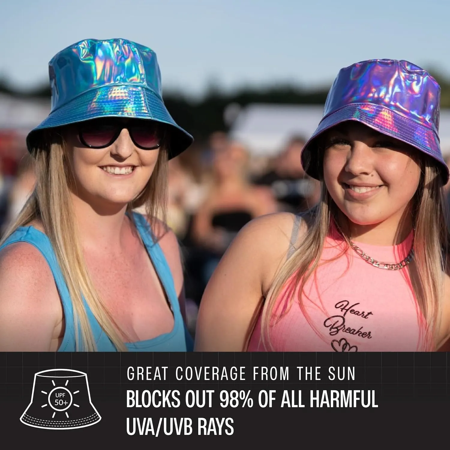 Rave Bucket Hat for Women & Men - Cute Bucket Hats - Festival Hat Adjustable 50  SPF Protection Rave Accessories