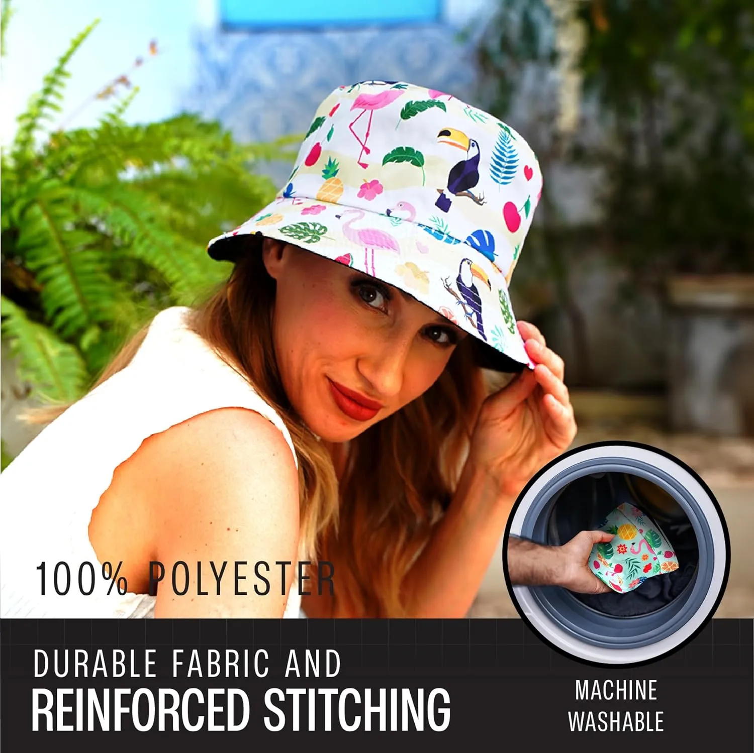 Rave Bucket Hat for Women & Men - Cute Bucket Hats - Festival Hat Adjustable 50  SPF Protection Rave Accessories