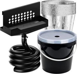 Rear Grease Drainage System for Blackstone Grease Catcher Upgrade,Grease Bucket with Transparent Lid,Grease Trap Funnel,12 Pack Foil Bucket Liners,Blackstone Griddle Accessories,Two Mounting Methods
