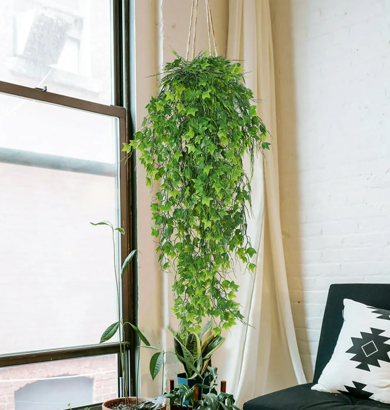RECUTMS Artificial Plant Faux Plant Ivy Greenery Fake Hanging Plants Faux Greenery Plant Fake Ivy Leaf UV Resistant for Indoor Home Decor Outdoor Garden Yard Porch Wall Decoration 3 Packs（Green）
