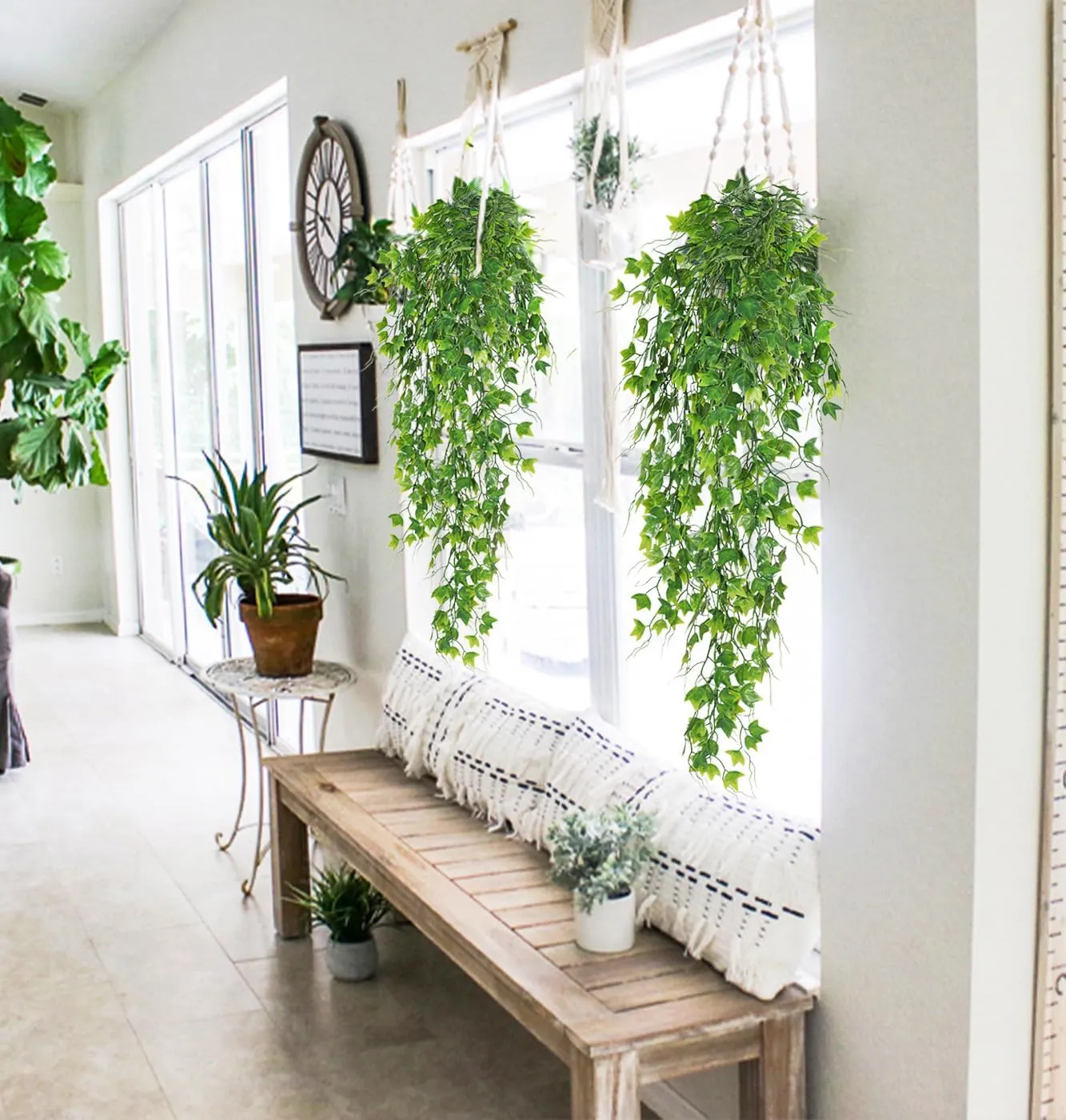 RECUTMS Artificial Plant Faux Plant Ivy Greenery Fake Hanging Plants Faux Greenery Plant Fake Ivy Leaf UV Resistant for Indoor Home Decor Outdoor Garden Yard Porch Wall Decoration 3 Packs（Green）
