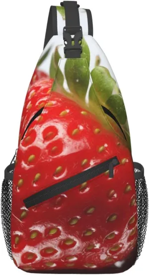 Red Strawberry Fruit Crossbody Bags for Men Women Fashion Sling Backpack Casual Chest Bag Travel Hiking Daypack