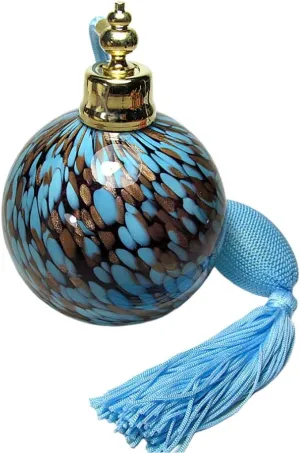 Refillable Art Crystal Glass Perfume Spray Bottle With Cyan Bulb And Tassel Sprayer