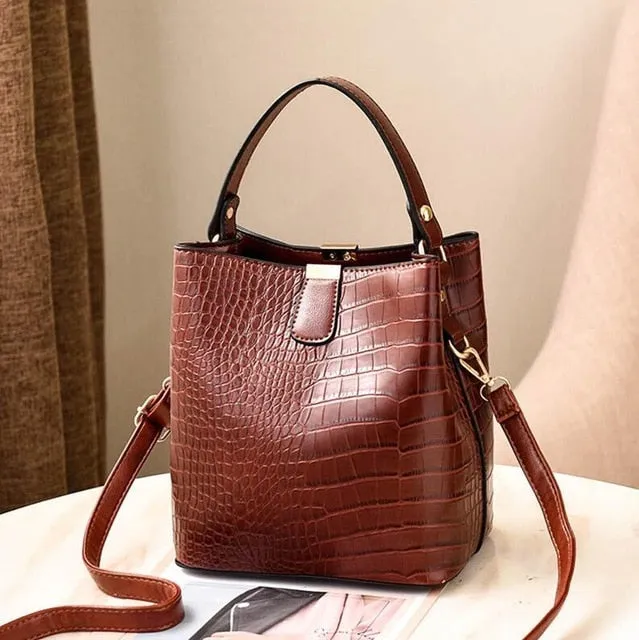 Retro Alligator Bucket Bags Women