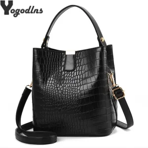 Retro Alligator Bucket Bags Women