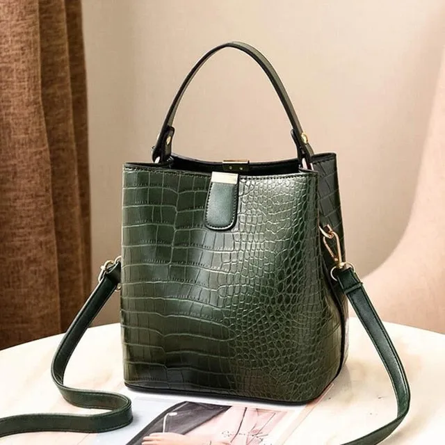 Retro Alligator Bucket Bags Women