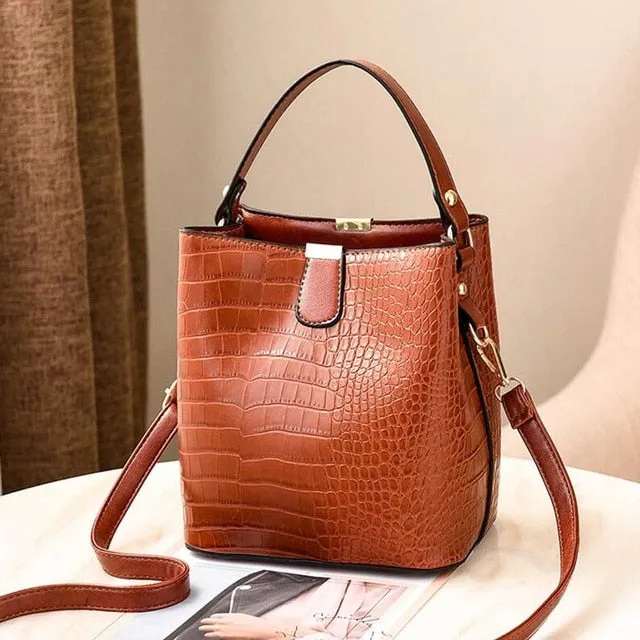 Retro Alligator Bucket Bags Women