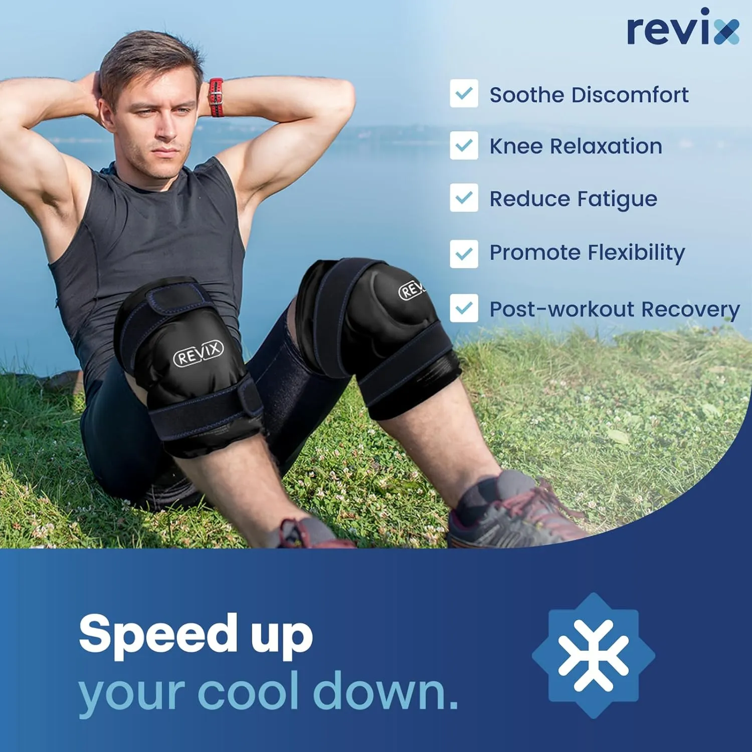 REVIX 20" XXXL Large Gel Ice Pack for Knee, Knee Ice Pack Wrap Around Entire Knee for Post-Workout Recovery, Ease Knee Discomfort and Fatigue, Promote Flexibility and Mobility, 2 Packs