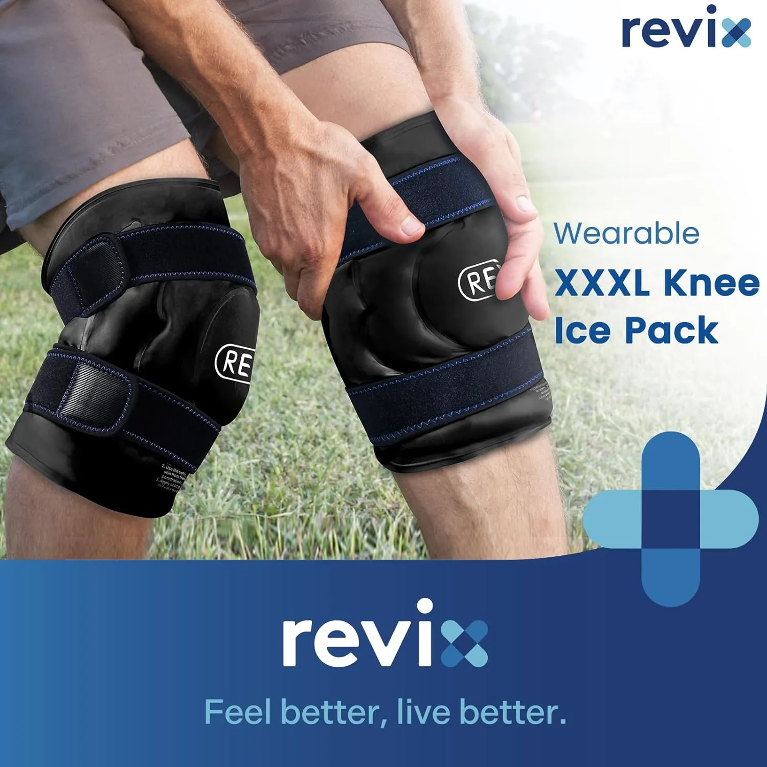 REVIX 20" XXXL Large Gel Ice Pack for Knee, Knee Ice Pack Wrap Around Entire Knee for Post-Workout Recovery, Ease Knee Discomfort and Fatigue, Promote Flexibility and Mobility, 2 Packs