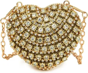 Rhinestone Bags Mini Diamond Inlay Heart Shape Crystal Clutch Purse Stones Evening Wedding Party Shoulder Bag