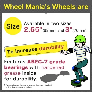 Ripstik Wheels by WM 68mm 76mm HARDNESS D40(A95) Caster Board Replacement with ABEC 7 Speed Bearings 2 Pack Set of Two Ripstick Luggage Scooter Inline
