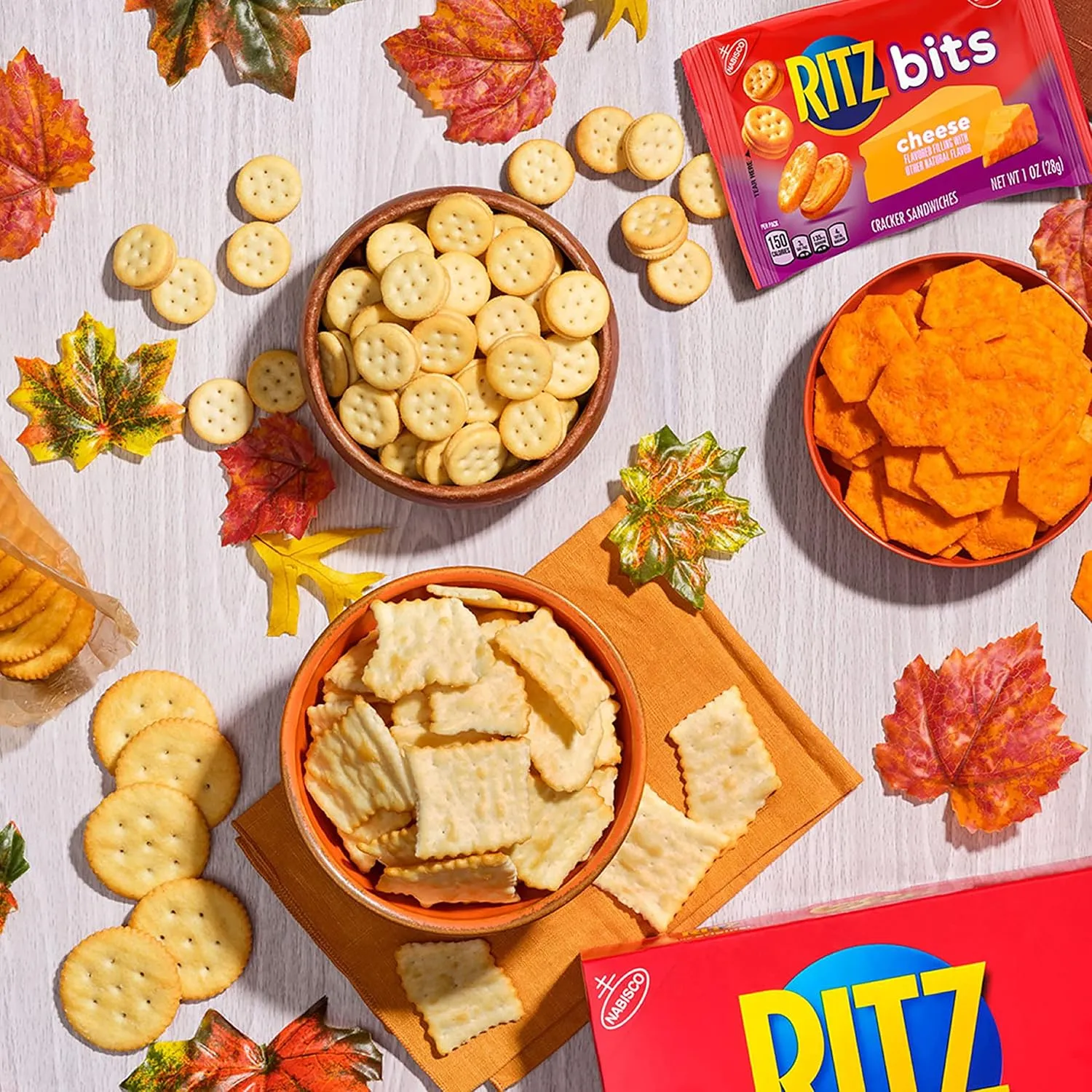 RITZ Bits Cheese Sandwich Crackers, Bulk Lunch Snacks, 40 Snack Packs (4 Boxes)