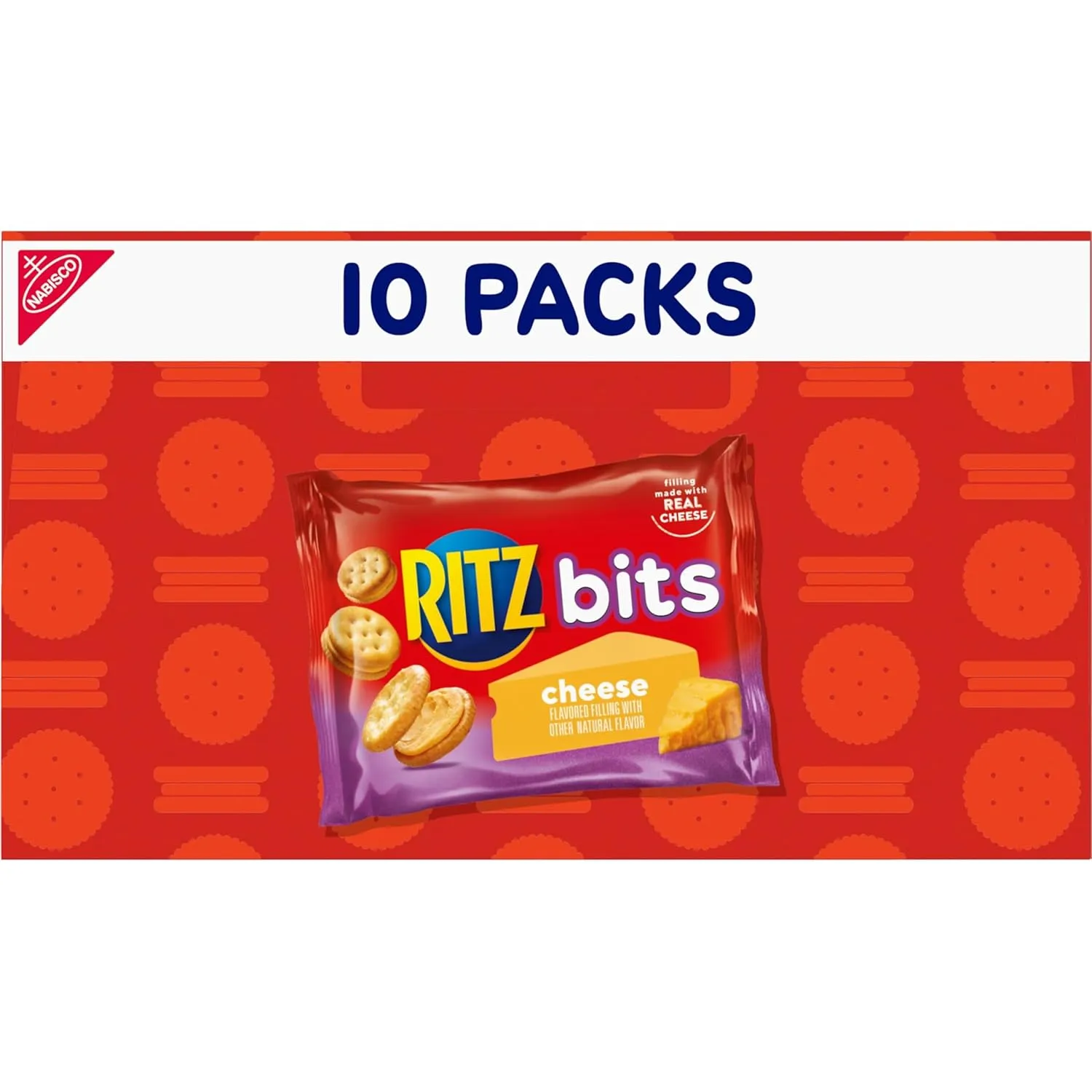RITZ Bits Cheese Sandwich Crackers, Bulk Lunch Snacks, 40 Snack Packs (4 Boxes)