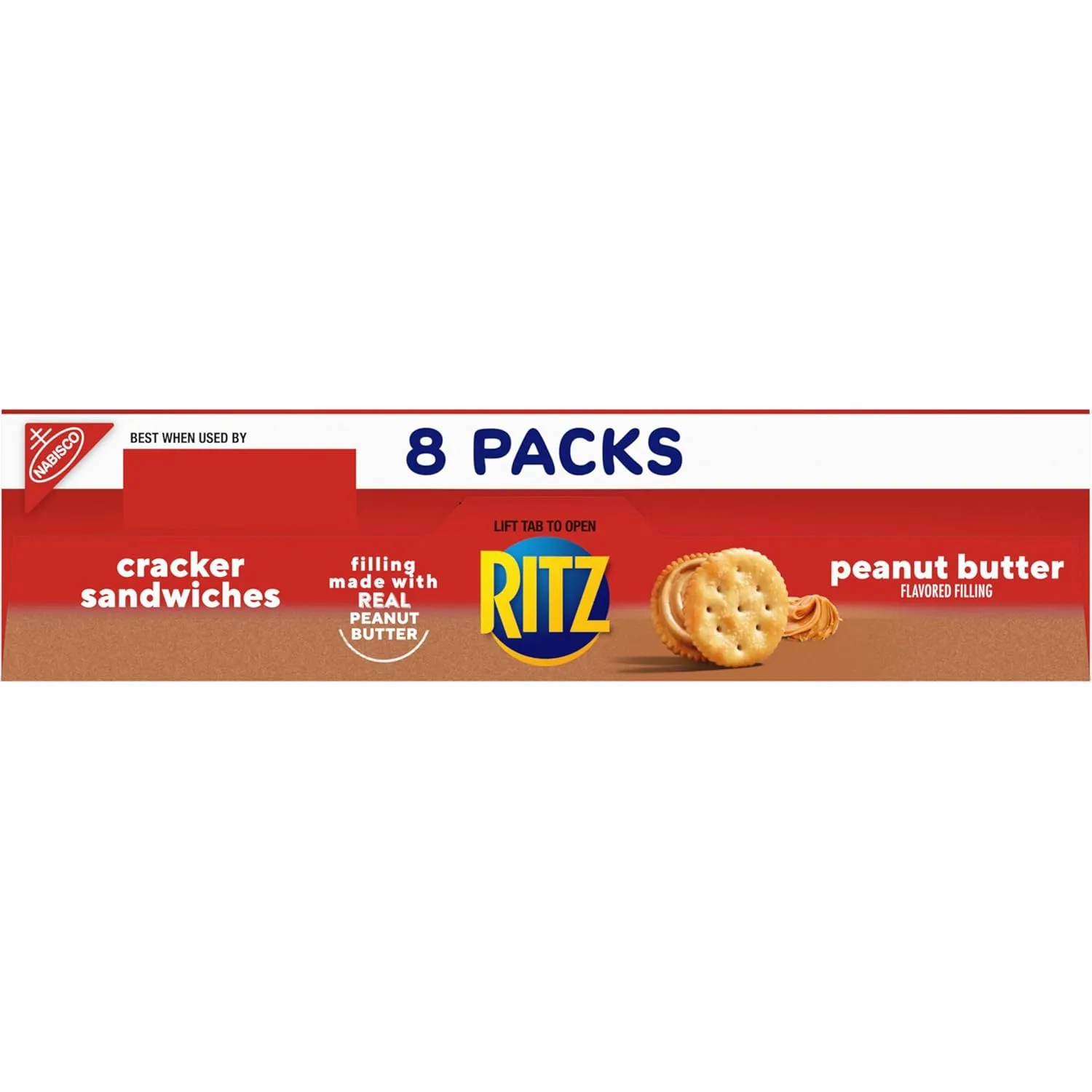 RITZ Peanut Butter Sandwich Crackers, Lunch Snacks, 48 Snack Packs (6 Boxes, 6 Crackers Per Pack)