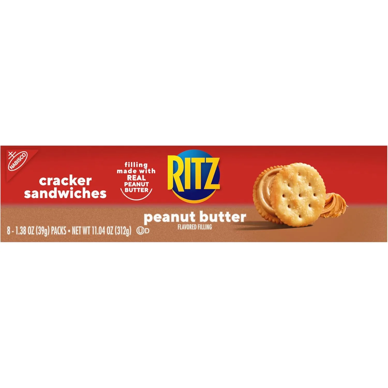RITZ Peanut Butter Sandwich Crackers, Lunch Snacks, 48 Snack Packs (6 Boxes, 6 Crackers Per Pack)