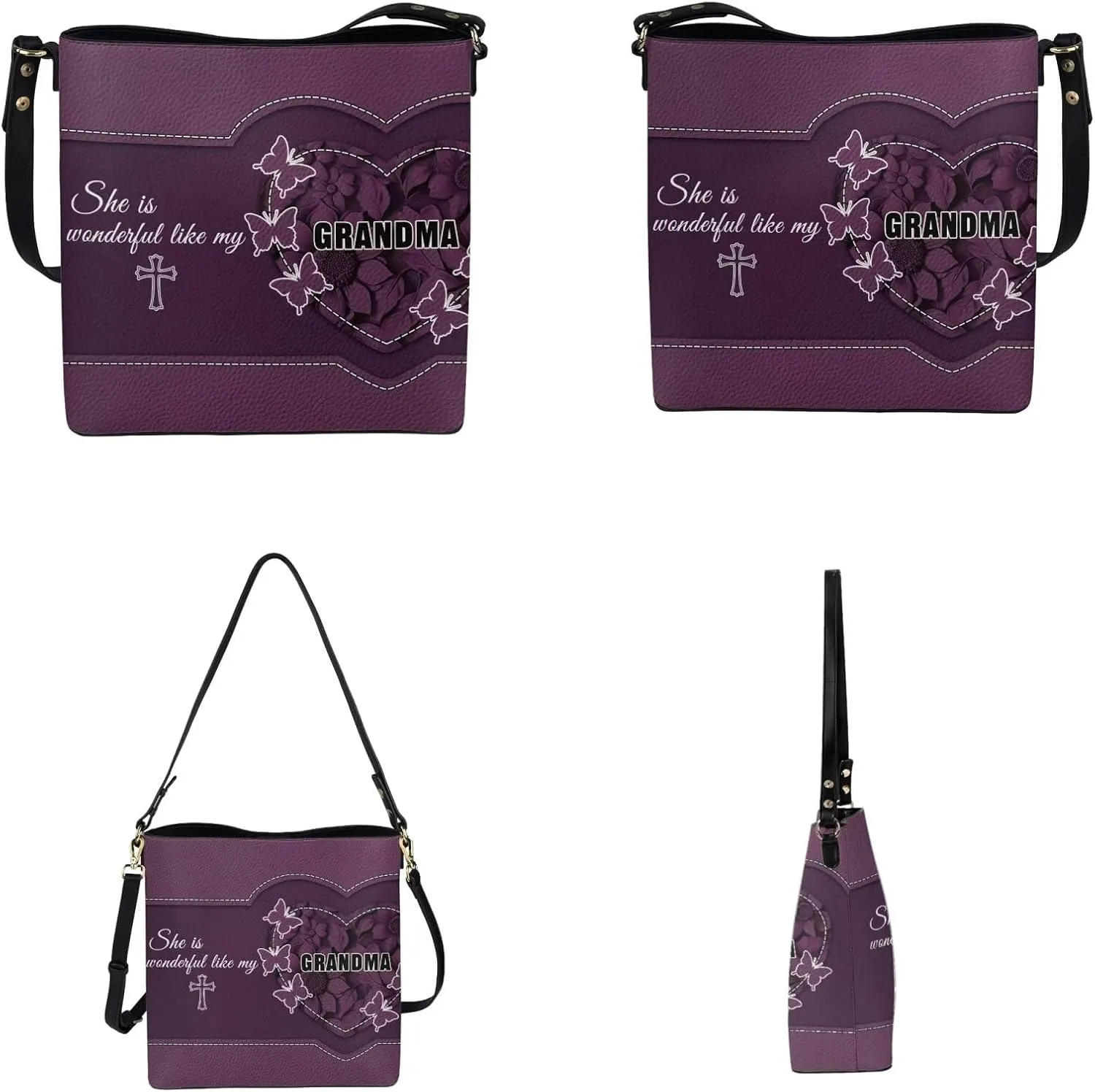 Rnyleeg Personalized Leather Crossbody Bag for Women Custom Name Shoulder Bag with Matching Customized Wallet 2 Pcs