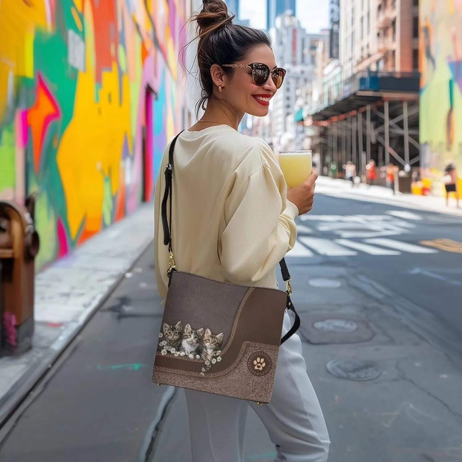 Rnyleeg Personalized Leather Crossbody Bag for Women Custom Name Shoulder Bag with Matching Customized Wallet 2 Pcs