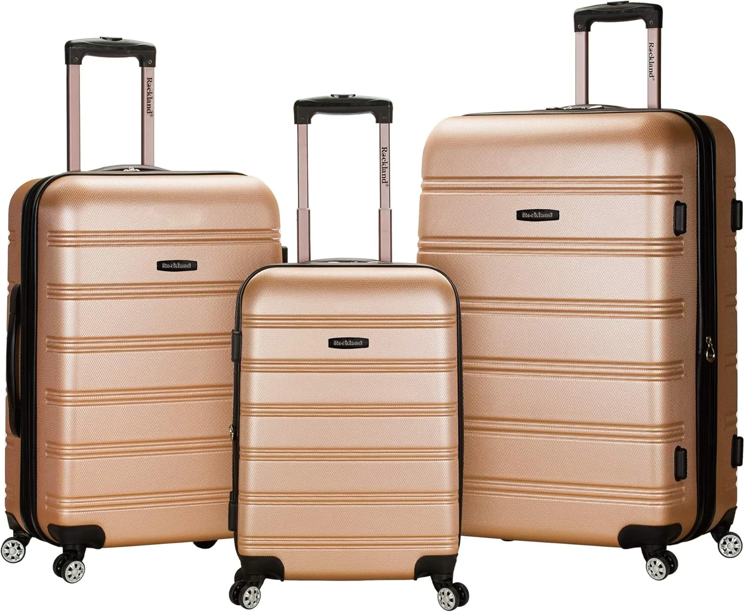 Rockland Melbourne Hardside Expandable Luggage with Spinner Wheels, Champagne, 3-Piece Set (20/24/28)