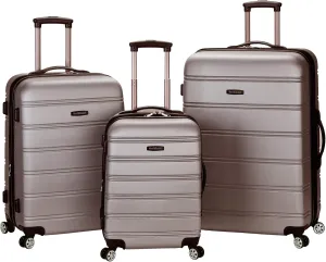 Rockland Melbourne Hardside Expandable Luggage with Spinner Wheels, Silver, 3-Piece Set (20/24/28)