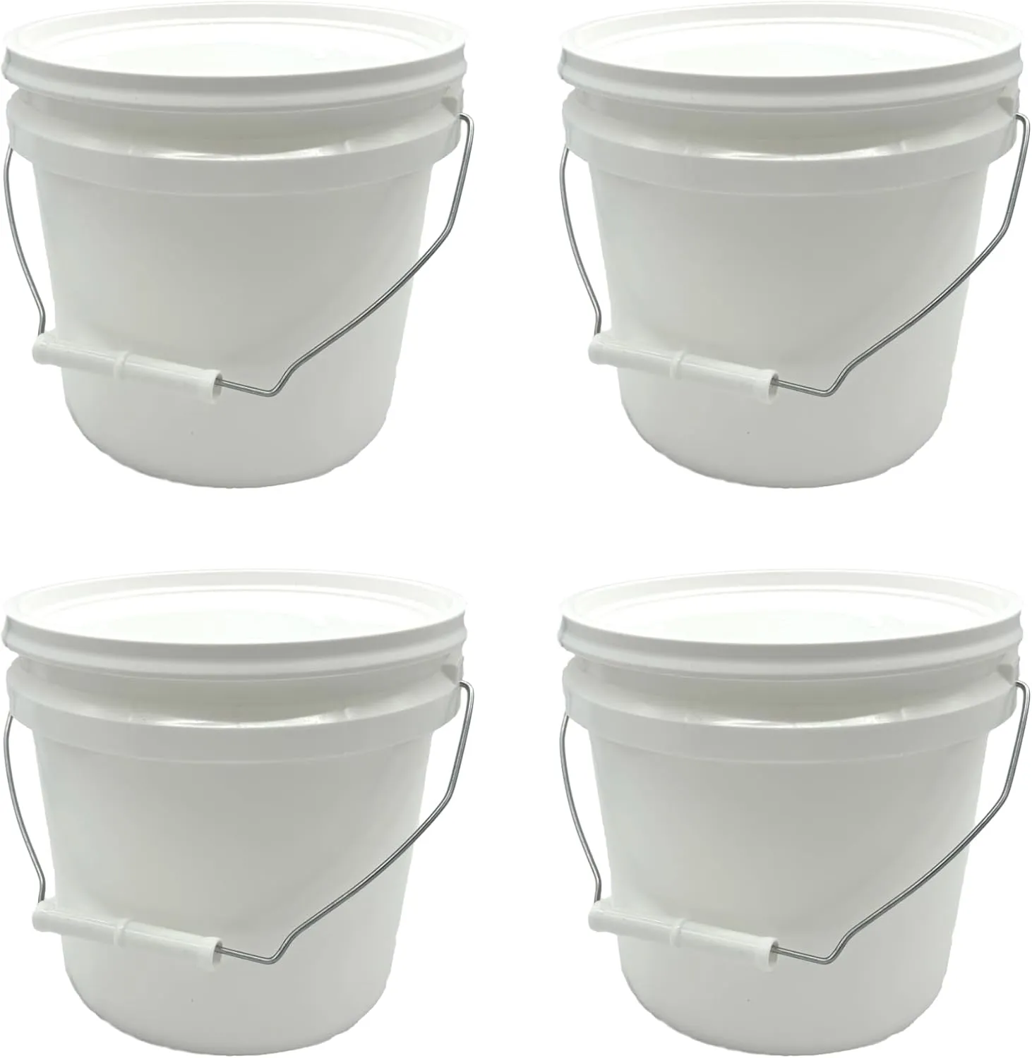 Rocky Mountain Goods 1 Gallon Bucket with Lid and Handle - Water Tight Paint Pail - Multi Use Utility Bucket - Durable Saturn Rings Leak-Proof Lid - Thick Uniform Walls for Stacking (Pack of 4)