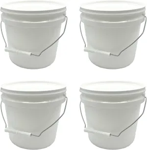 Rocky Mountain Goods 1 Gallon Bucket with Lid and Handle - Water Tight Paint Pail - Multi Use Utility Bucket - Durable Saturn Rings Leak-Proof Lid - Thick Uniform Walls for Stacking (Pack of 4)