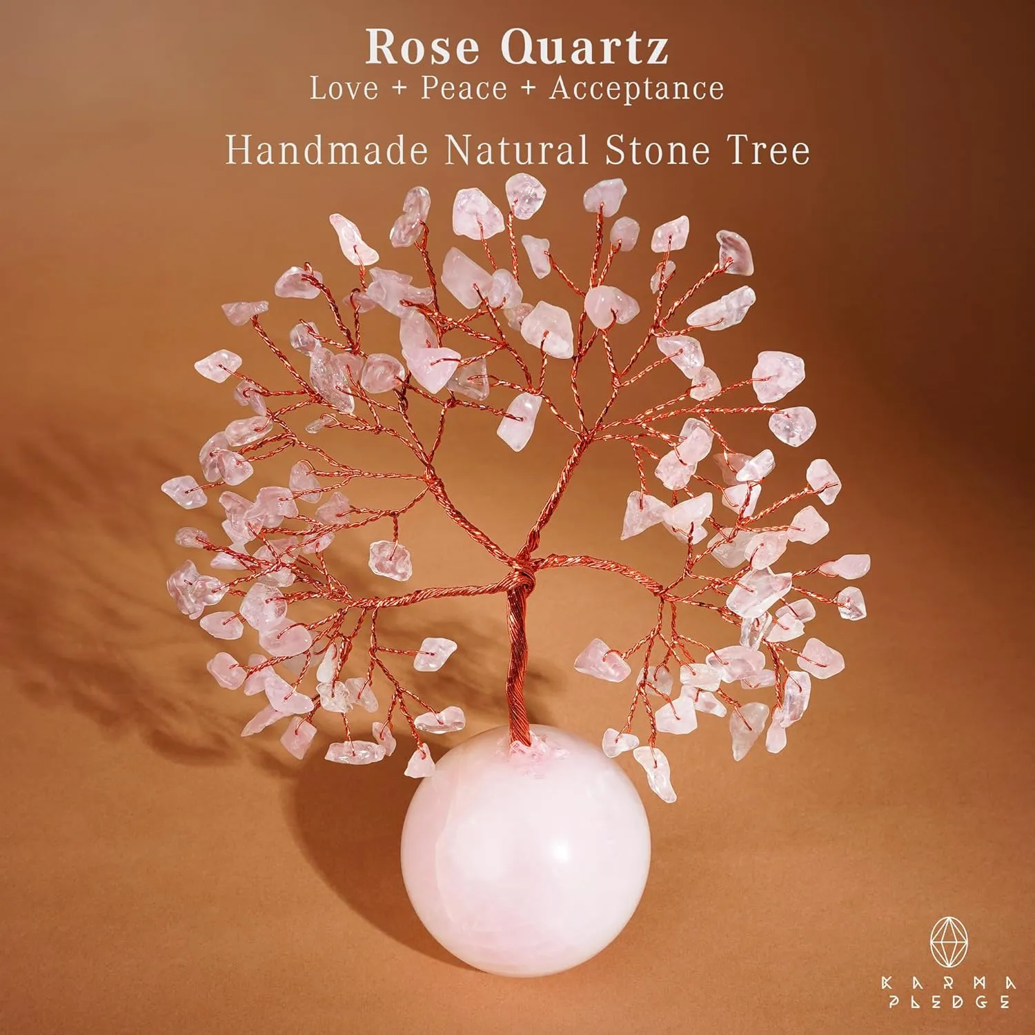 Rose Quartz Crystal Tree of Life Gifts for Women, Office Decor, Healing Crystal and Stones Chakra Tree for Positive Energy, Reiki Healing, Meditation, Good Luck, Spiritual, Birthday Gifts