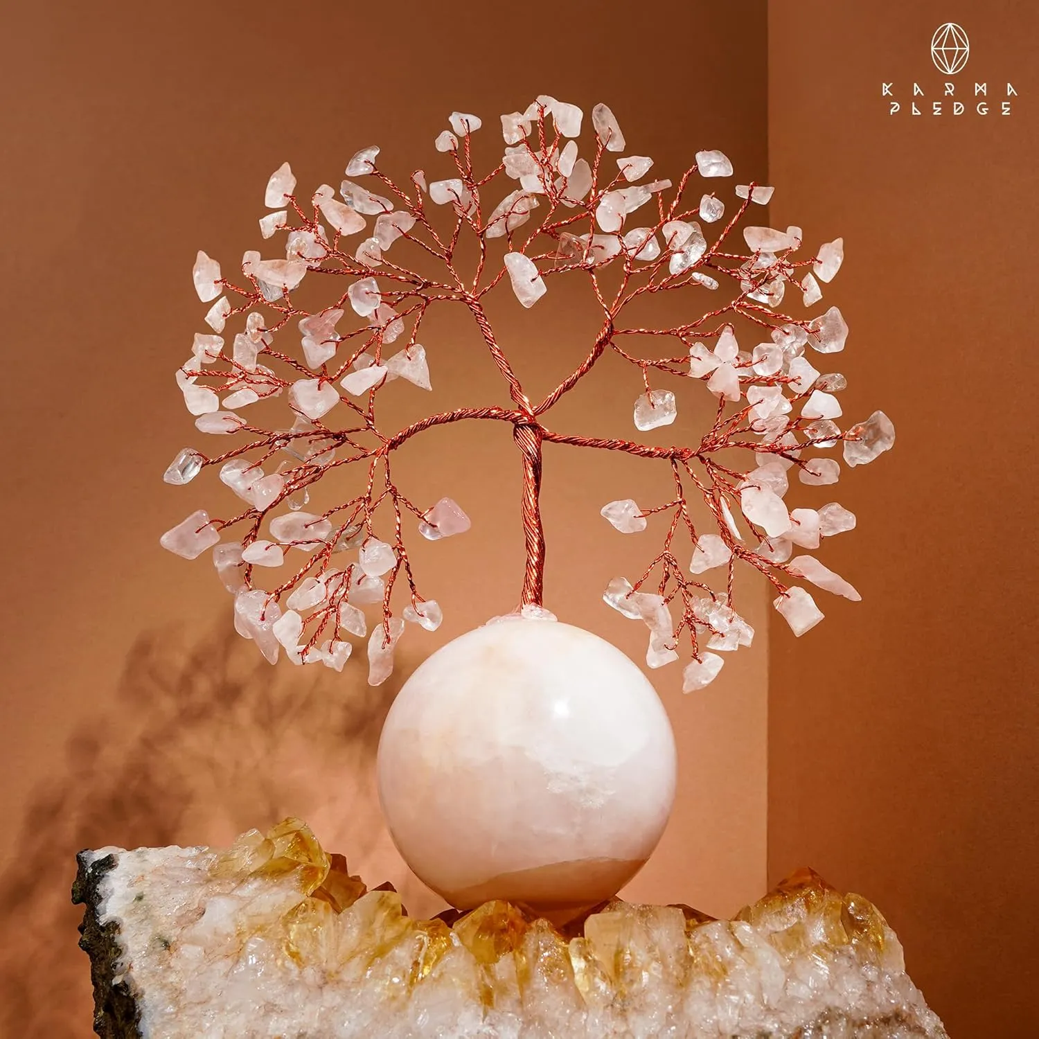 Rose Quartz Crystal Tree of Life Gifts for Women, Office Decor, Healing Crystal and Stones Chakra Tree for Positive Energy, Reiki Healing, Meditation, Good Luck, Spiritual, Birthday Gifts
