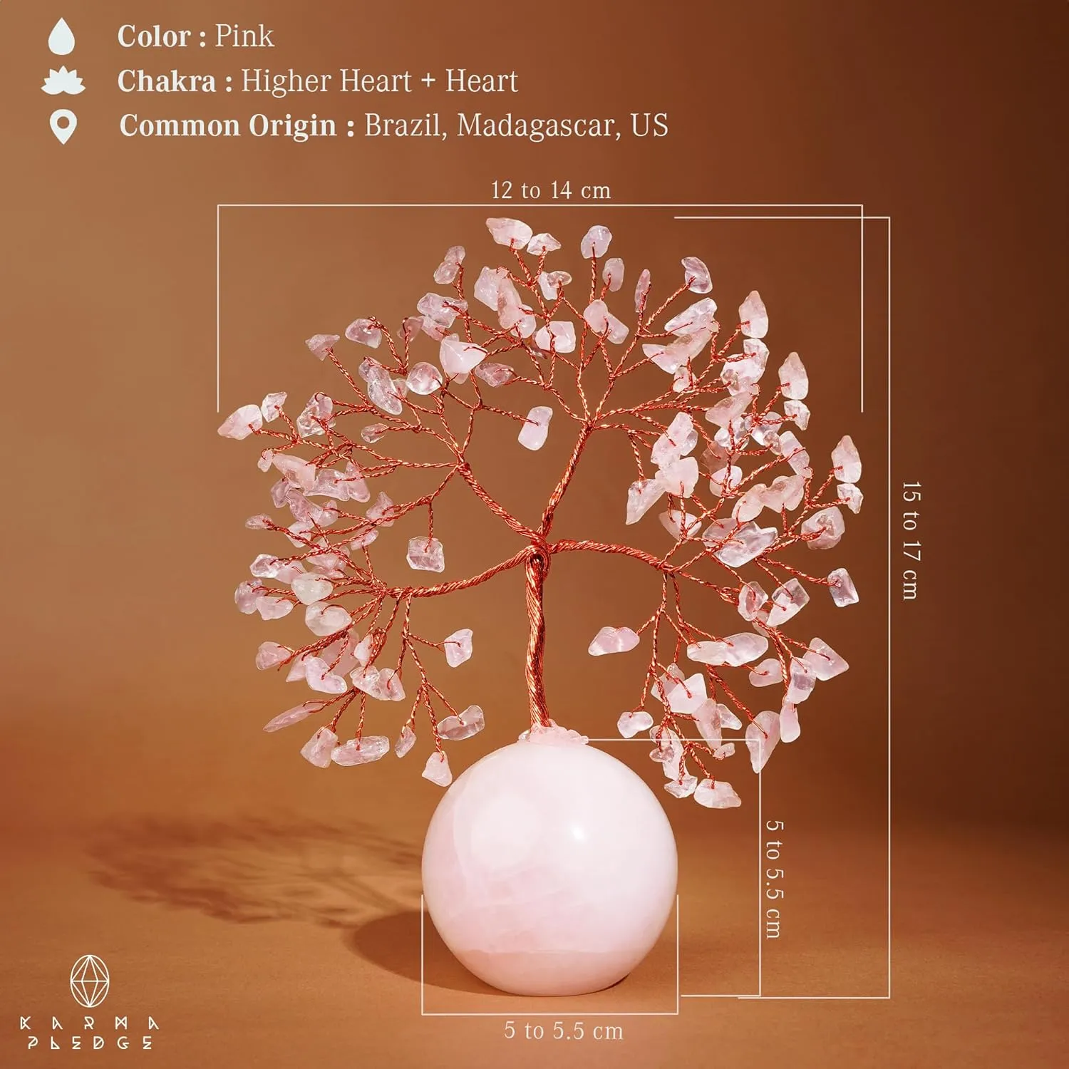 Rose Quartz Crystal Tree of Life Gifts for Women, Office Decor, Healing Crystal and Stones Chakra Tree for Positive Energy, Reiki Healing, Meditation, Good Luck, Spiritual, Birthday Gifts