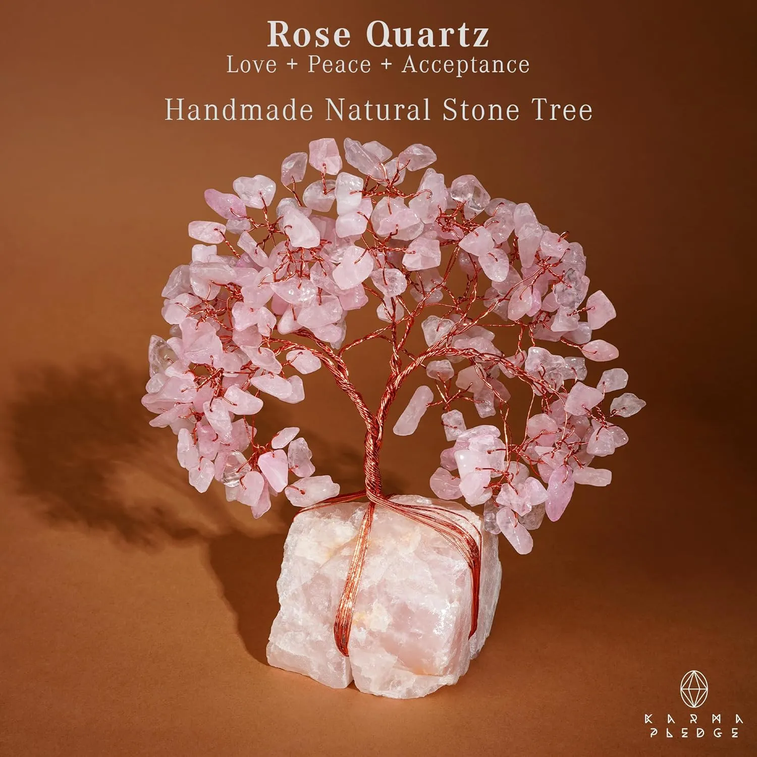 Rose Quartz Crystal Trees for Home Decor, Office Desk Decoration, Chakra Healing Crystals and Stone for Positive Energy, Money, Good Luck, Tree of Life Spiritual Birthday Gifts for Women and Mom